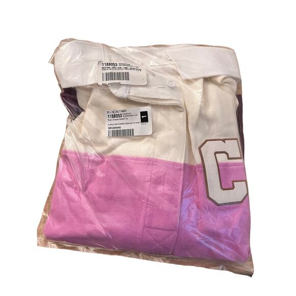 NEW Champion Rugby Cropped Collared Tee Women’s Small Beige Orchid Logo - Picture 8 of 11